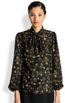 Thumbnail for your product : Dolce & Gabbana Silk Scattered Key-Print Blouse