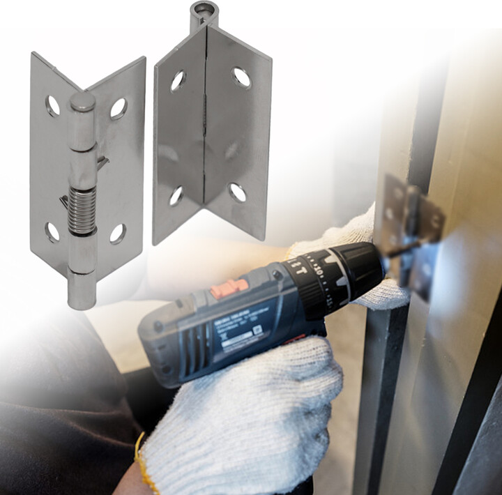2 Pcs Self Closing Spring Door Hinges Stainless Steel Hinge For Cabinets Doors Closer Automatic Rebound Hinge Furniture Hardware