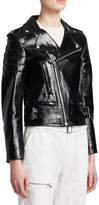 Thumbnail for your product : Helmut Lang Glossy Leather Cropped Biker Jacket