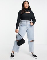 Thumbnail for your product : New Look Plus New Look Curve long sleeve cut out t-shirt in black