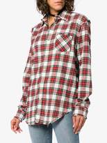 Thumbnail for your product : R 13 distressed long sleeve check print cotton shirt