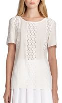 Thumbnail for your product : Akris Punto Lace Short-Sleeve Blouse