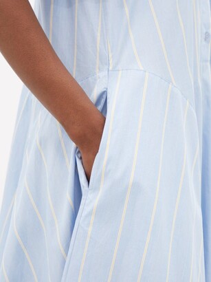 Lee Mathews Jerry Spread-collar Cotton Maxi Shirt Dress - Blue Stripe