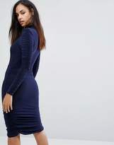 Thumbnail for your product : Club L Power Shoulder Ruched Gathered Detail Dress