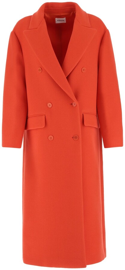 red single breasted wool coat