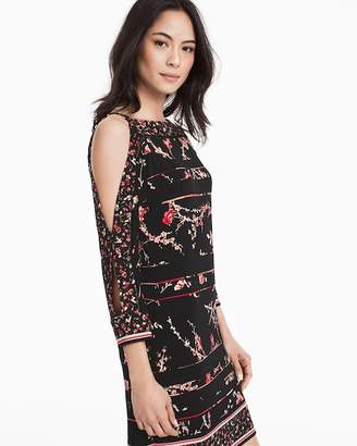 Whbm Split Sleeve Floral Print Knit Shift Dress