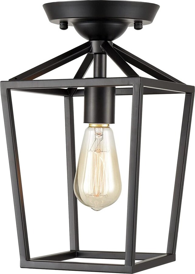 JEENKAE Modern Farmhouse Lantern Style Flush Mount Ceiling Indoor Hall