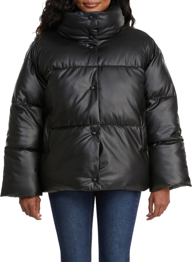 NVLT Women’s Vegan Leather Puffer Coat