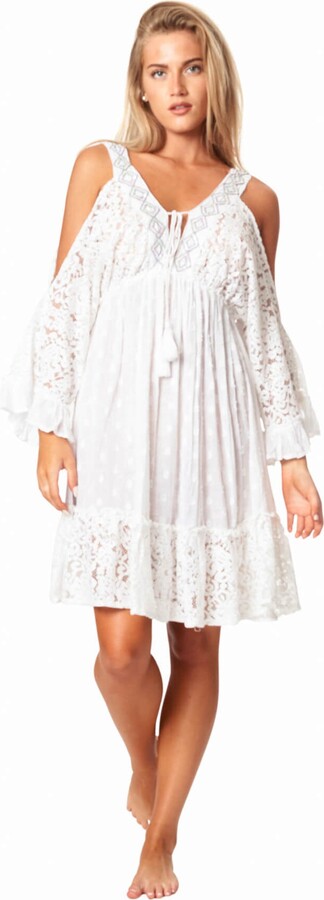 La Moda Clothing Lisa Open Shoulder Lace Mini Dress