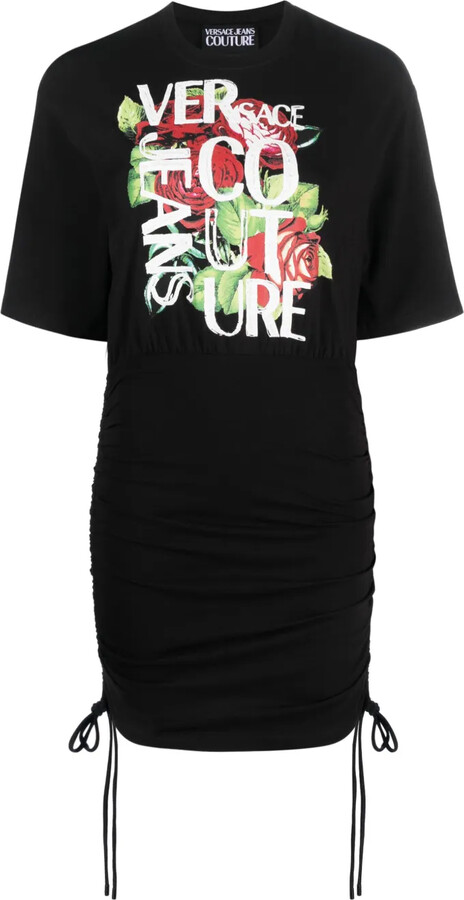 Versace Jeans Couture Roses logo-print T-shirt dress
