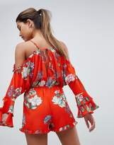Thumbnail for your product : Missguided Floral Long Sleeve Romper