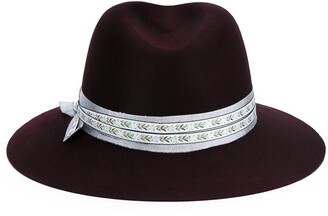 Maison Michel Burgundy Wool Henrietta Fedora Hat