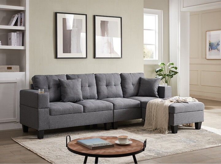 L Shape Sectional Couch Modular Sofa With Ottoman Shopstyle