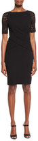 Thumbnail for your product : Talbot Runhof Lounge Lace-Sleeve Wrap-Front Sheath Dress, Black