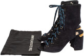 Thumbnail for your product : Prada Blue Suede Cut Out Lace Up Open Toe Block Heel Ankle Boots Size 40