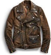 Ralph Lauren Studded Leather Moto Jac 