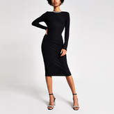 Thumbnail for your product : River Island Black diamante neck ribbed bodycon dress