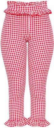 PrettyLittleThing Keren Red Gingham Frill Trim Trousers