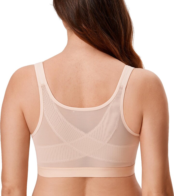 DELIMIRA Women's Front Fastening Bras Posture Full Coverage No