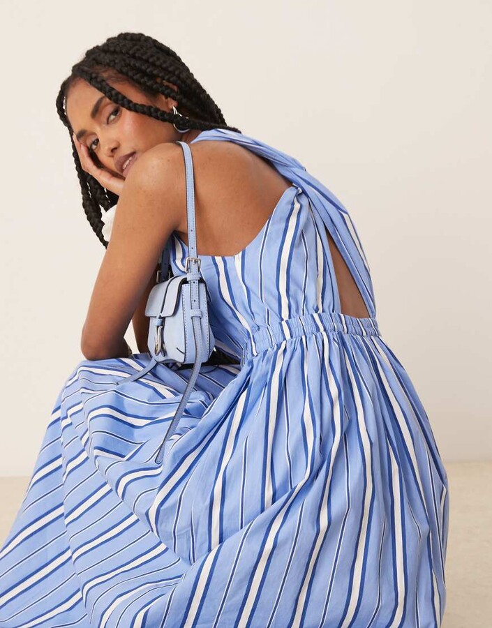 Nobody's Child Senna racer neck midi dress in blue stripe ShopStyle
