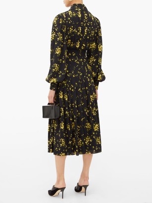 Emilia Wickstead Anatola Floral-print Crepe Midi Dress - Black Yellow