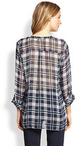 Thumbnail for your product : Joie Nura Sheer Plaid Silk Blouse