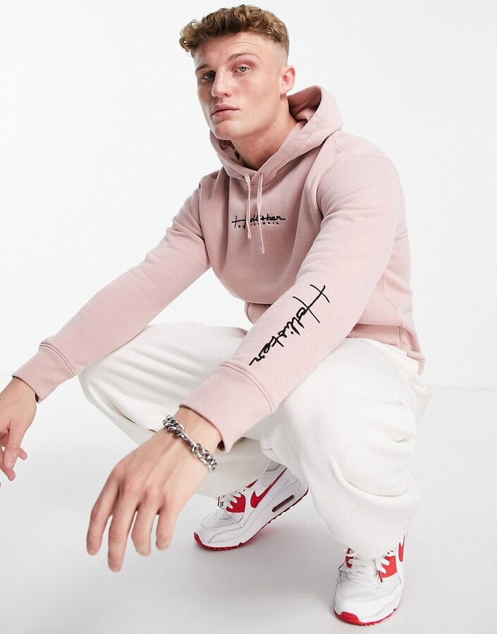Hollister hoodie in light pink with script logo - ShopStyle