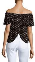 Thumbnail for your product : Romeo & Juliet Couture Flyaway Polka Dot-Print Off-The-Shoulder Top