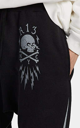 R 13 Men's Skull-Logo-Print Cotton-Blend Terry Sweatpants - Black