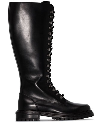 Aquazzura Leather Knee-High Combat Boots