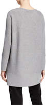 Thumbnail for your product : Eileen Fisher Petite Washable Wool Bateau-Neck Ribbed Tunic Sweater