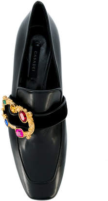 Casadei crystal buckle loafers