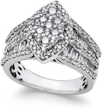 Macy's Diamond Large Cluster Engagement Ring (2 ct. tw.) in 14k White Gold