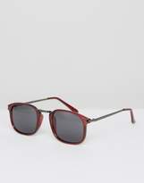 Thumbnail for your product : ASOS Square Sunglasses In Burgundy With Gunmetal Arms