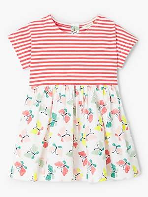 John Lewis & Partners Baby Butterfly Half and Half Dress, Pink/Multi