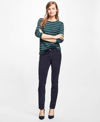 Brooks Brothers Striped Jacquard Eyelet Top