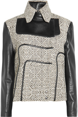 Roland Mouret Benix leather-paneled jacquard jacket