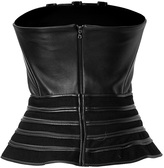Thumbnail for your product : David Koma Wool-Leather Woven Strapless Peplum Top