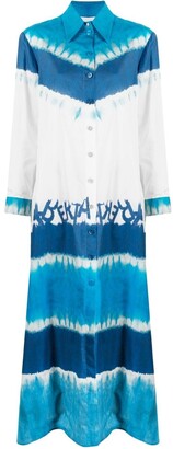 Alberta Ferretti Tie-Dye Shirt Maxi Dress