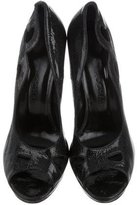 Thumbnail for your product : Rochas Crackled Peep-Toe Pumps