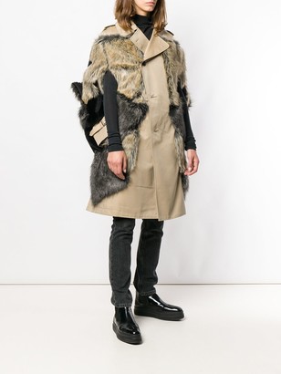 Junya Watanabe Faux Fur Patches Single Breasted Coat