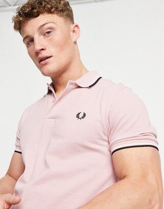 Fred Perry twin tipped polo in lt. pink - ShopStyle Short Sleeve Shirts