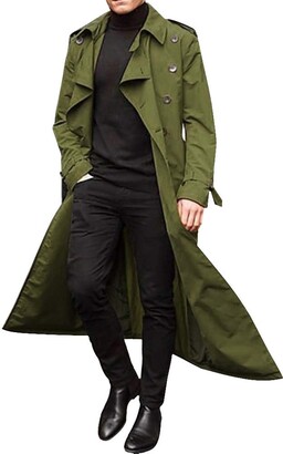 Pervobs Mens Winter Trench Coat Military Warm Jacket Business Double-Breasted Overcoat Jacket Outwear Windbreaker