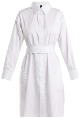 Norma Kamali Belted Cotton Poplin Shirtdress - Womens - White