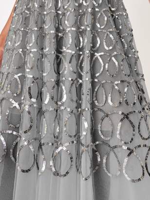 Oscar de la Renta Sequin Loop Embroidered Tulle Gown