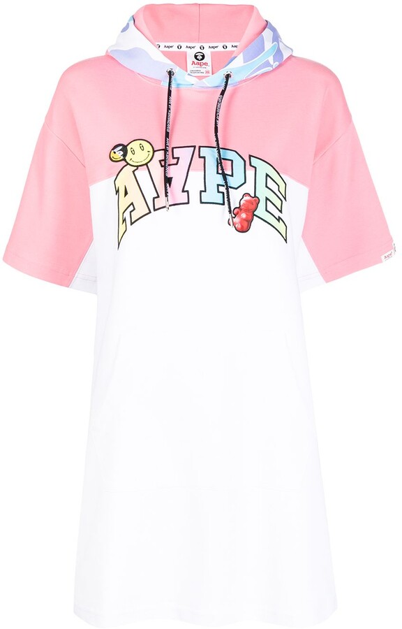 AAPE BY *A BATHING APE® logo-print hooded T-shirt dress - ShopStyle