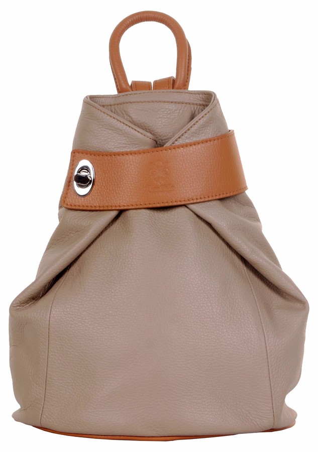 Primo Sacchi Italian Soft Textured Beige & Tan Leather Top Handle Shoulder  Bag Rucksack Backpack - ShopStyle
