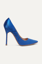 Thumbnail for your product : Vetements + Manolo Blahnik Printed Satin Pumps - Bright blue