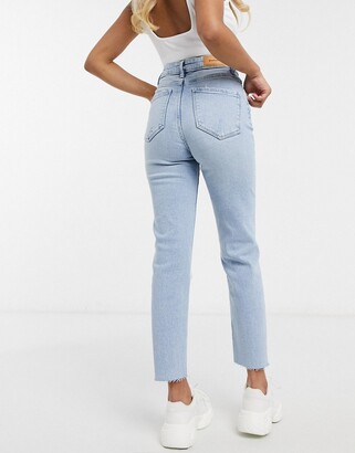 Stradivarius Blue Slim Mom Jeans Stradivarius Petite Cotton Slim