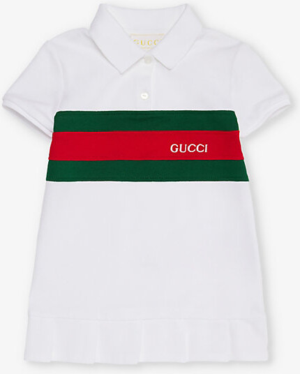 Gucci Optical White/Mix Striped Brand-Embroidery Stretch-Cotton Dress 6-36 Months 24 Months